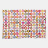 niedliche Blumen, Vögel, Herzmuster Geschirrtuch (Horizontal)