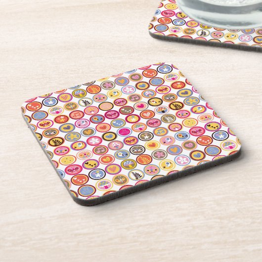 niedliche Blumen, Vögel, Herzmuster Getränkeuntersetzer (Linke Seite)