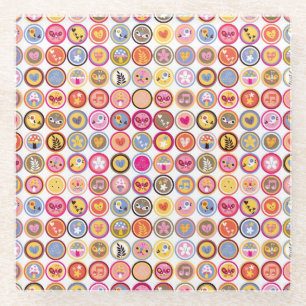 niedliche Blumen, Vögel, Herzmuster Glasuntersetzer