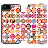 niedliche Blumen, Vögel, Herzmuster Incipio iPhone Geldbeutel-Hülle (Folio Geöffnet)