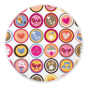 niedliche Blumen, Vögel, Herzmuster Keramikknauf