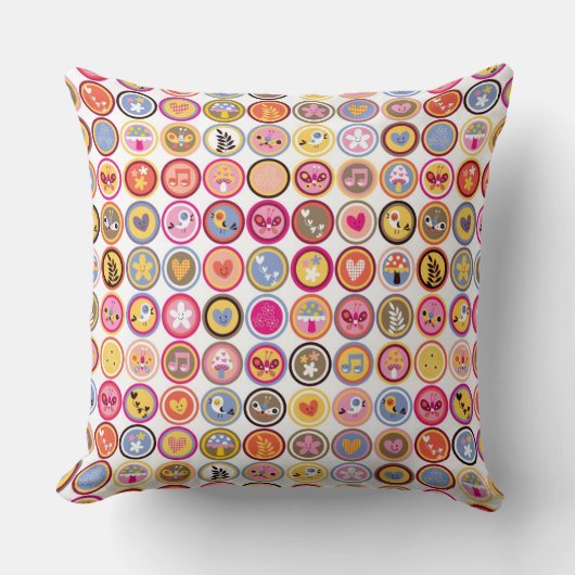 niedliche Blumen, Vögel, Herzmuster Kissen (Vorderseite)