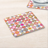 niedliche Blumen, Vögel, Herzmuster Rechteckiger Pappuntersetzer (angewinkelt)