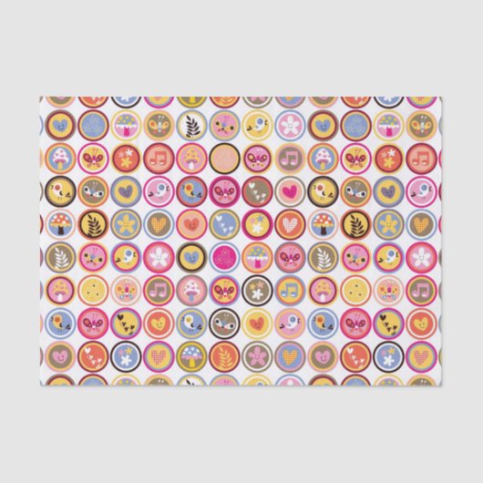 niedliche Blumen, Vögel, Herzmuster Seidenpapier (Vorderseite)