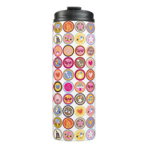 niedliche Blumen, Vögel, Herzmuster Thermosbecher