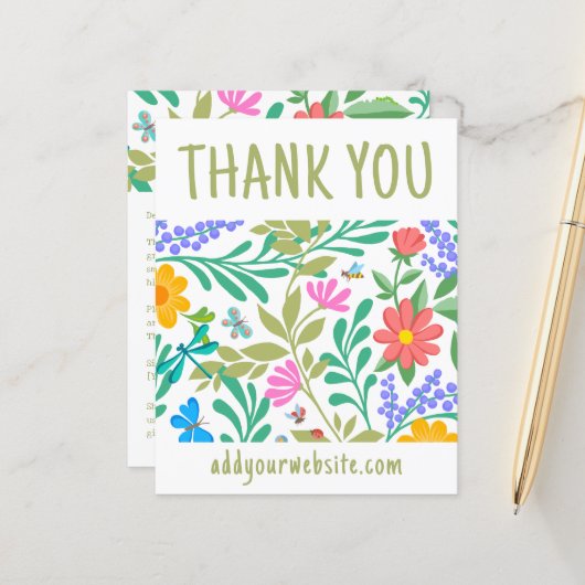 Niedliche Blumenart Vielen Dank für Ihren Einkauf (Vorderseite/Rückseite Beispiel)