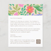 Niedliche Blumenart Vielen Dank für Ihren Einkauf (Rückseite)