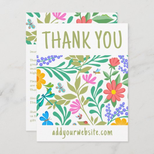 Niedliche Blumenart Vielen Dank für Ihren Einkauf Begleitkarte (Vorne/Hinten)