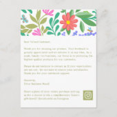 Niedliche Blumenart Vielen Dank für Ihren Einkauf Begleitkarte (Rückseite)