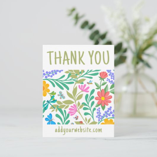 Niedliche Blumenart Vielen Dank für Ihren Einkauf Begleitkarte (Stehend Vorderseite)