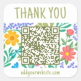 Niedliche Blumenart Vielen Dank für Ihren Einkauf Quadratischer Aufkleber