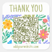 Niedliche Blumenart Vielen Dank für Ihren Einkauf Quadratischer Aufkleber (Vorderseite)