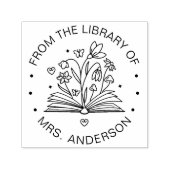 Niedliche Blumenbibliothek Blumenzucht Lehrer Permastempel (Design)