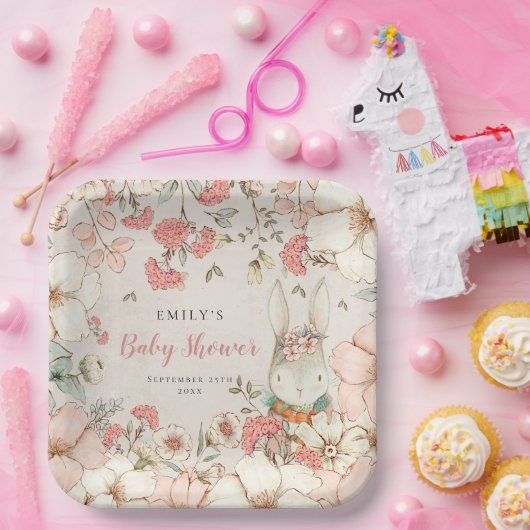 Niedliche Blumenblütendusche Pappteller (Party)