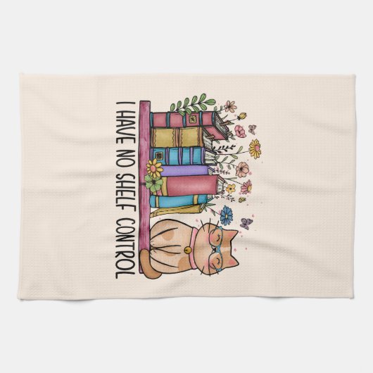 Niedliche Blumenbücher und Katzen Geschirrtuch (Horizontal)