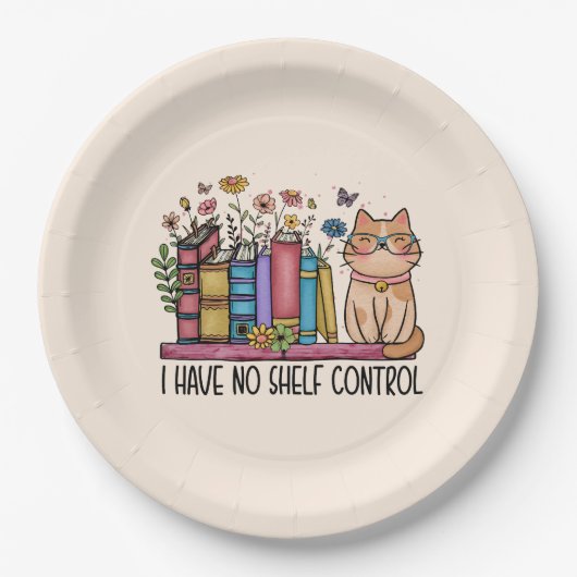 Niedliche Blumenbücher und Katzen Pappteller (Vorderseite)