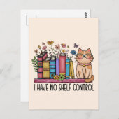 Niedliche Blumenbücher und Katzen Postkarte (Vorne/Hinten)