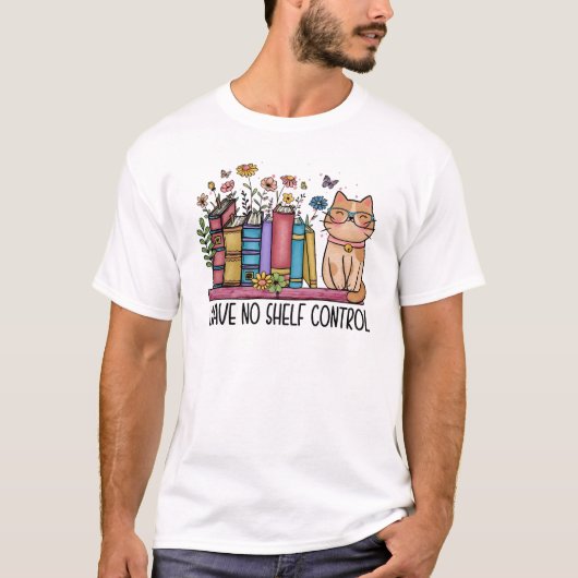 Niedliche Blumenbücher und Katzen T-Shirt (Vorderseite)