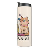 Niedliche Blumenbücher und Katzen Thermosbecher (Nach rechts gedreht)