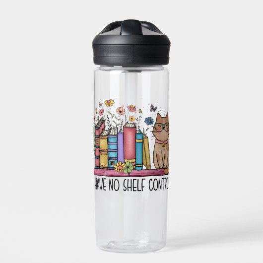 Niedliche Blumenbücher und Katzen Trinkflasche (Vorderseite)