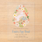 Niedliche Blumenbunny Ostereier Hunt Acryleinladungen (Vorderseite)