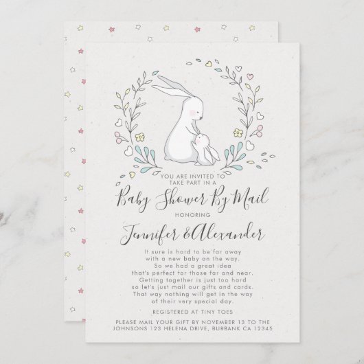 Niedliche Blumendusche e Babydusche per Post Einladung (Vorne/Hinten)