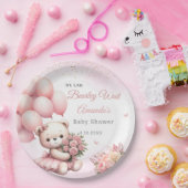 Niedliche Blumendusche Pink Teddy Bear Girl Babydu Pappteller (Party)