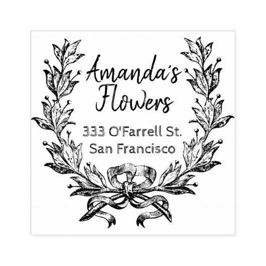 Niedliche Blumenerklärung und Geschäftsadresse Gummistempel (Prägung)