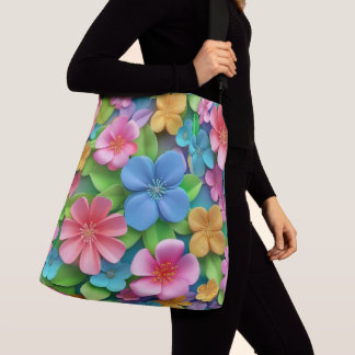 Niedliche Blumenfantasy & Rainbow Whimsy Dualdesig Tragetaschen Mit Langen Trägern