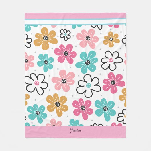 Niedliche Blumenfarben Fleecedecke (Vorderseite)