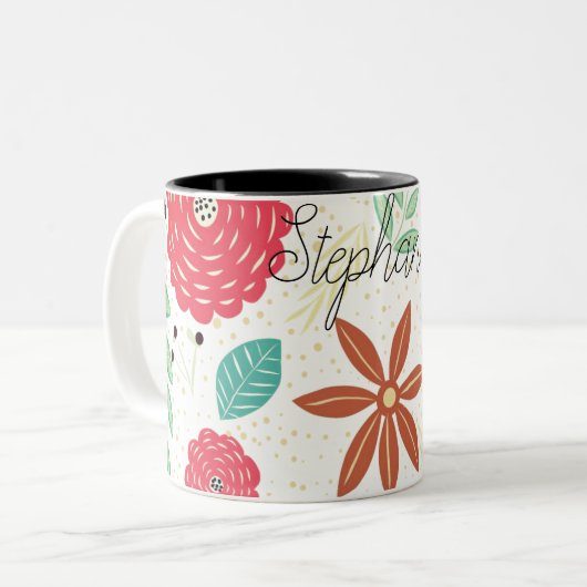 Niedliche Blumenfarben Personalisiert Zweifarbige Tasse (Vorderseite Links)