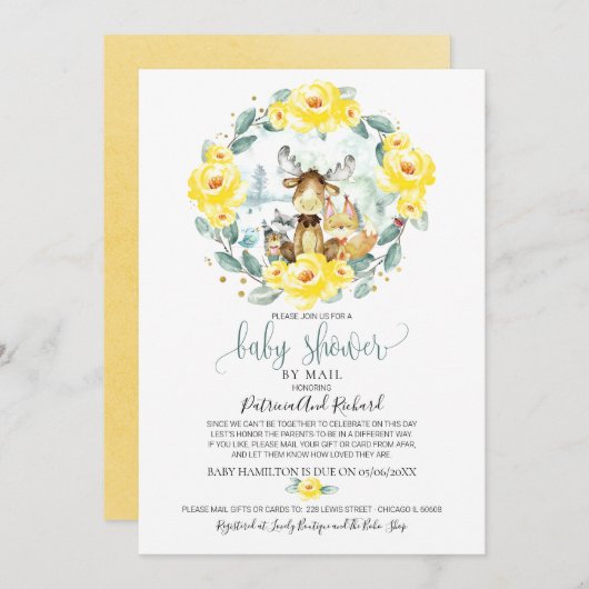 Niedliche Blumengarten Kinderdusche per Post Einladung (Vorne/Hinten)