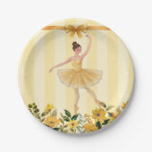 Niedliche Blumengelbe Ballerina Ribbon Babydusche Pappteller (Vorderseite)