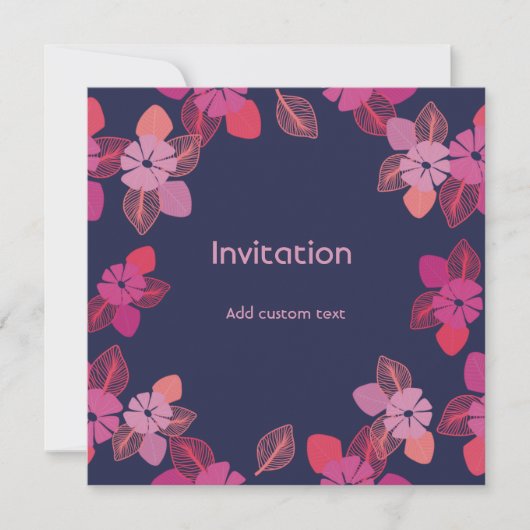 niedliche, blumengeschmückte Einladung nach Maß (Vorderseite)