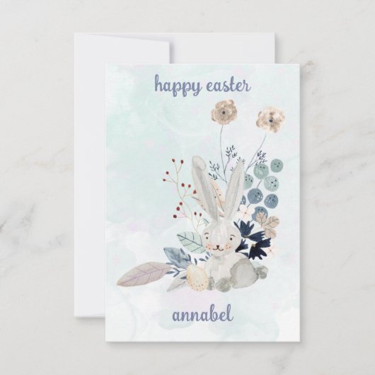 niedliche blumengeschmückte Vintage Osterfeier Mitteilungskarte (Vorderseite)