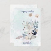 niedliche blumengeschmückte Vintage Osterfeier Mitteilungskarte (Vorne/Hinten)