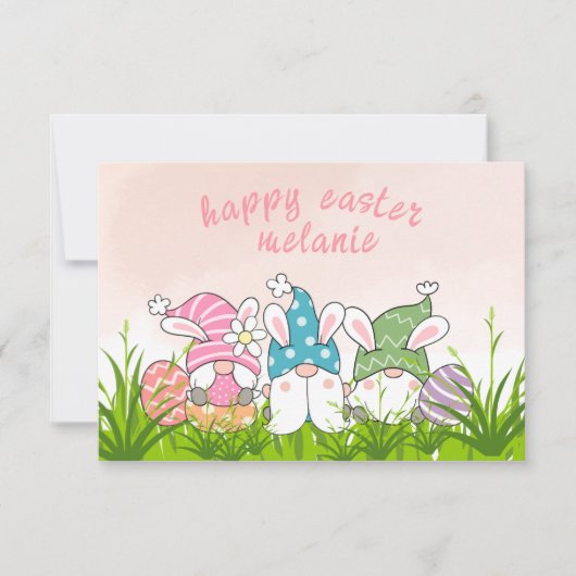 niedliche, blumengeschmückte Vintage Osterfeiertag Mitteilungskarte (Vorderseite)