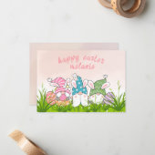 niedliche, blumengeschmückte Vintage Osterfeiertag Mitteilungskarte (Vorderseite/Rückseite Beispiel)