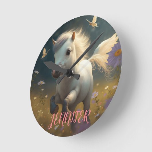 Niedliche, blumengeschmückte Zierhörnchen Runde Wanduhr (Winkel)