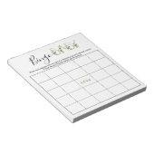 Niedliche Blumengrün Slogan Baby Shower Bingo Game Notizblock (angewinkelt)