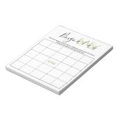 Niedliche Blumengrün Slogan Baby Shower Bingo Game Notizblock (Rotiert)