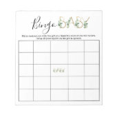 Niedliche Blumengrün Slogan Baby Shower Bingo Game Notizblock (Vorderseite)