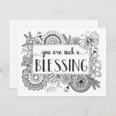 Niedliche Blumenhandschrift Schwarz-weißes Ansehen Dankeskarte (Vorne/Hinten)