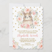 Niedliche Blumenhäschen-Mädchen-Baby-Dusche Einladung (Vorderseite)