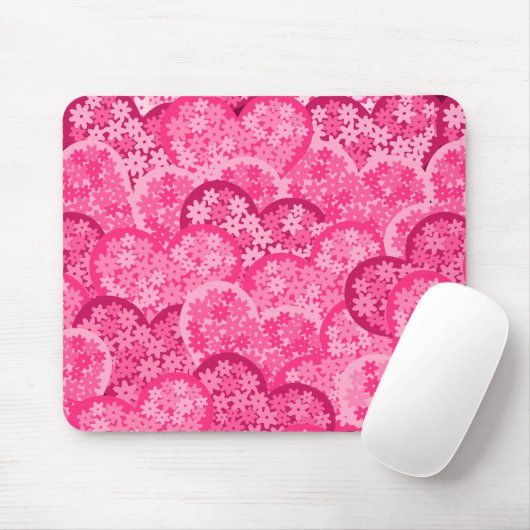 Niedliche Blumenherzen in Rosa Mousepad (Mit Mouse)