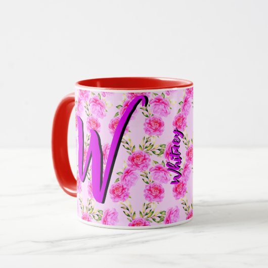 Niedliche Blumenkaffee-Tasse mit schönen rosafarbe Tasse (Vorderseite Links)