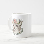 Niedliche Blumenkatze Kaffeetasse (Vorderseite Links)