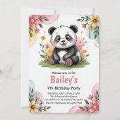 Niedliche Blumenkids Panda Geburtstagsparty Einladung (Vorderseite)