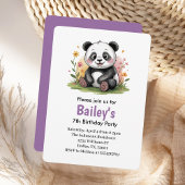 Niedliche Blumenkids Panda Geburtstagsparty Einladung