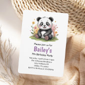 Niedliche Blumenkids Panda Geburtstagsparty Einladung